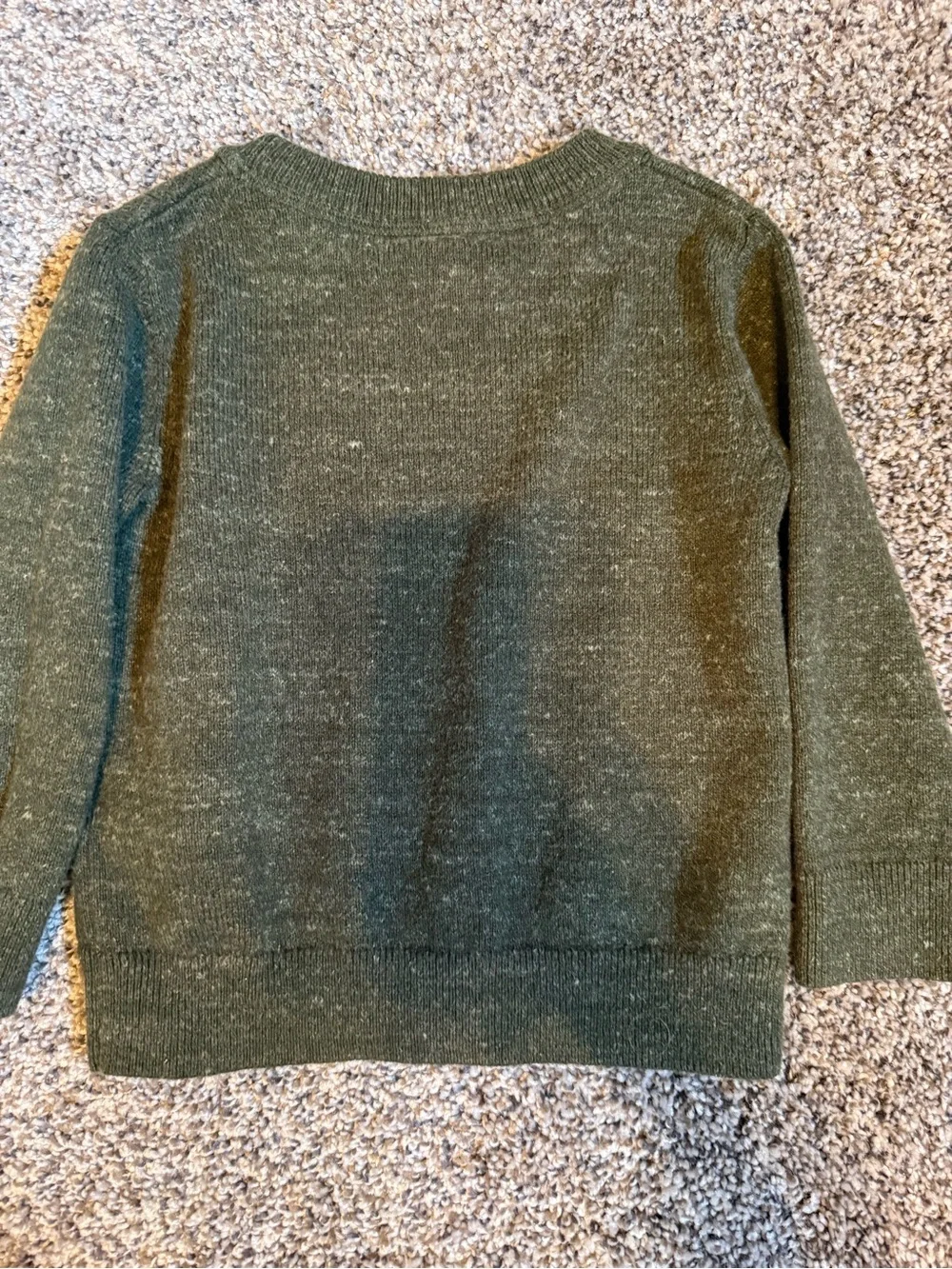 GAP Olive Green Crewneck Sweater with Teddy Bear Patch